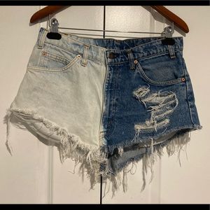 Levi’s 501 Cutoff Jean Two Tone Distressed Shorts